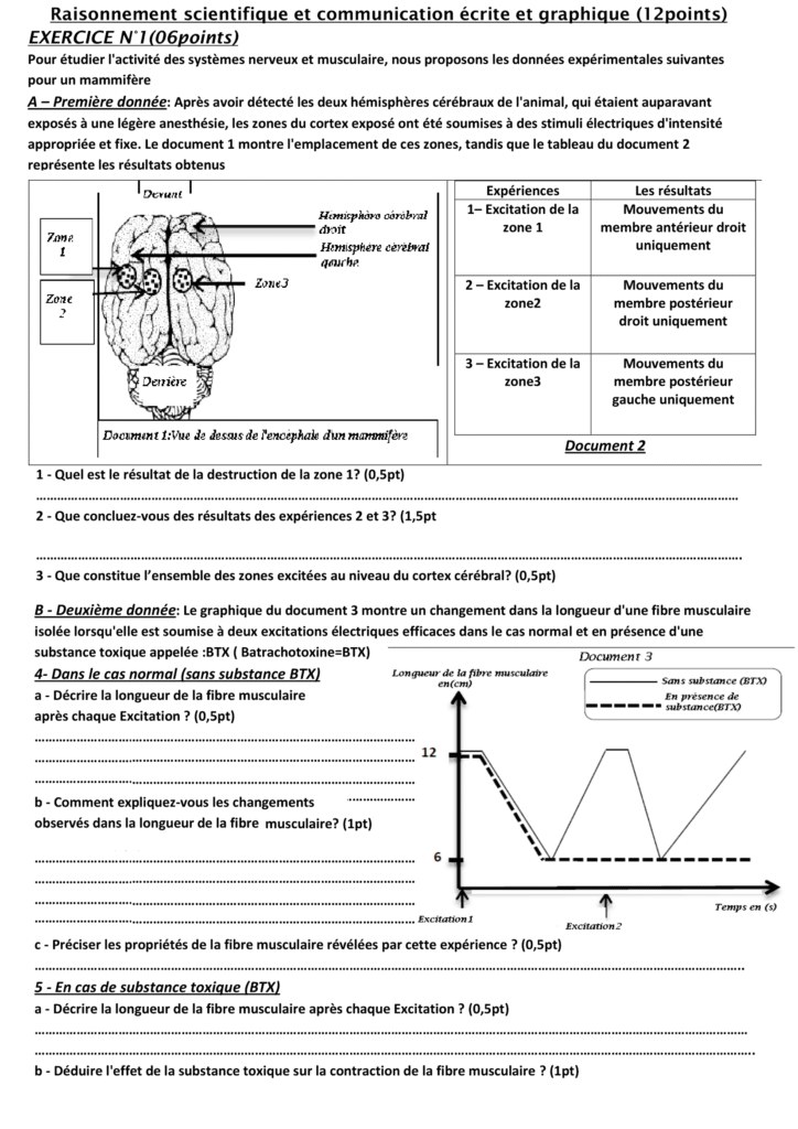 examen regional svt 3ème année collège maroc